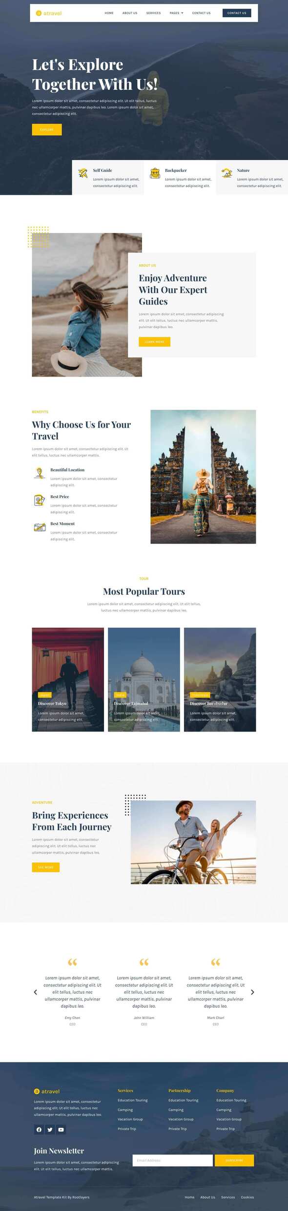 Atravel - Travel Agency Elementor Pro Full Site Template Kit