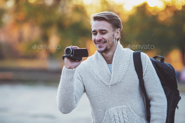 Young men travels travels travels - Stock Photo - Images