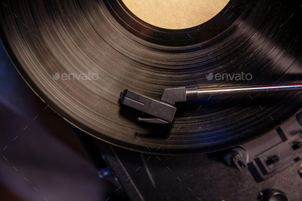 Turntable Vinyl Record Player Needle Disc Close Top View Retro Stock Photo  by ©gioiak2 538629088