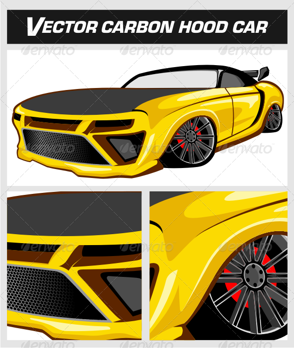 Vector Carbon Hood Car - Man-made Objects Objects