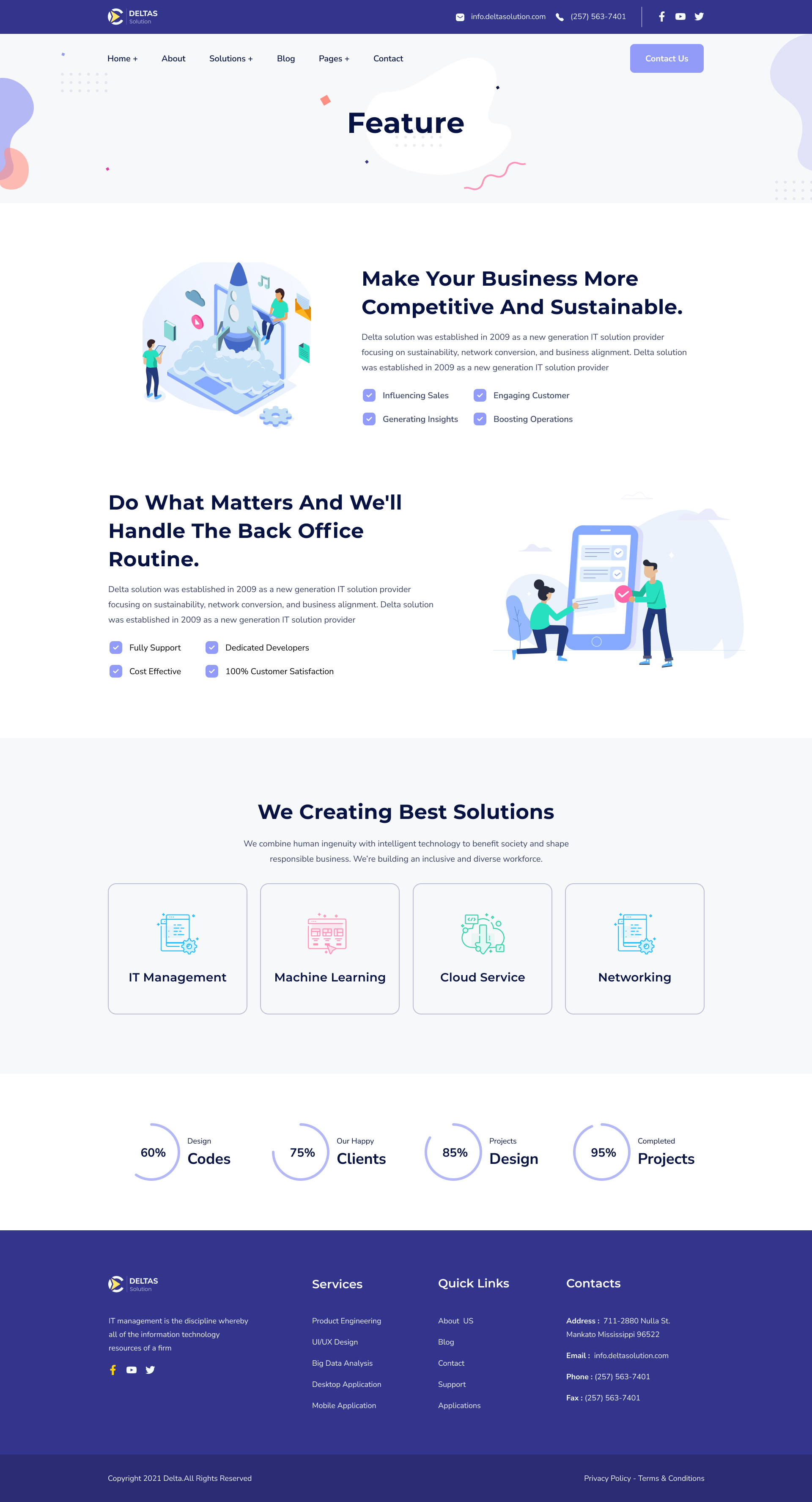 Deltas - Technology & IT Solutions Website Figma Template by pixency