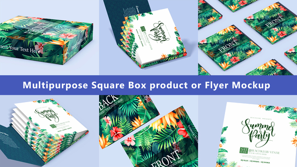 Multipurpose Square packaging product or Flyer Mockup Reveal