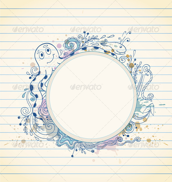 Vector Banner with Octopus - Backgrounds Decorative