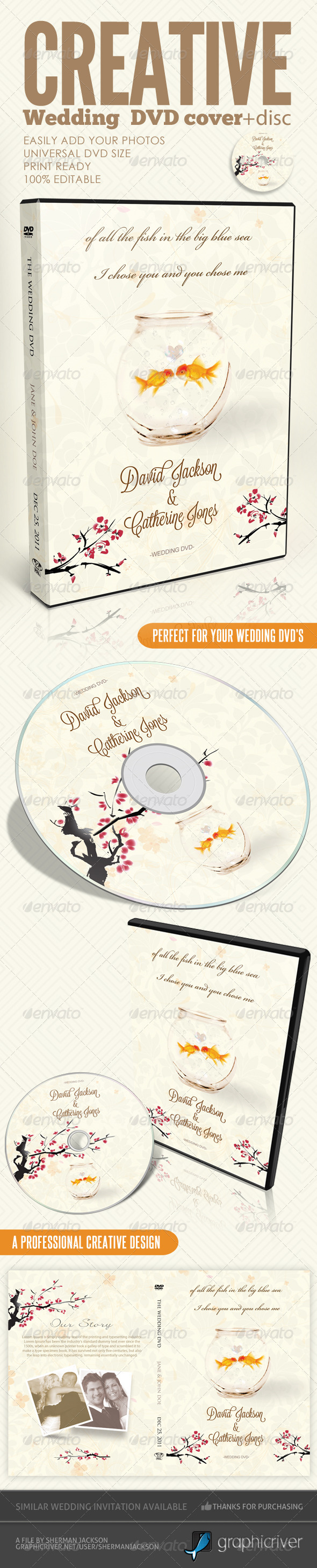 Creative Wedding DVD & Disc Label Artwork PSD - CD & DVD Artwork Print Templates