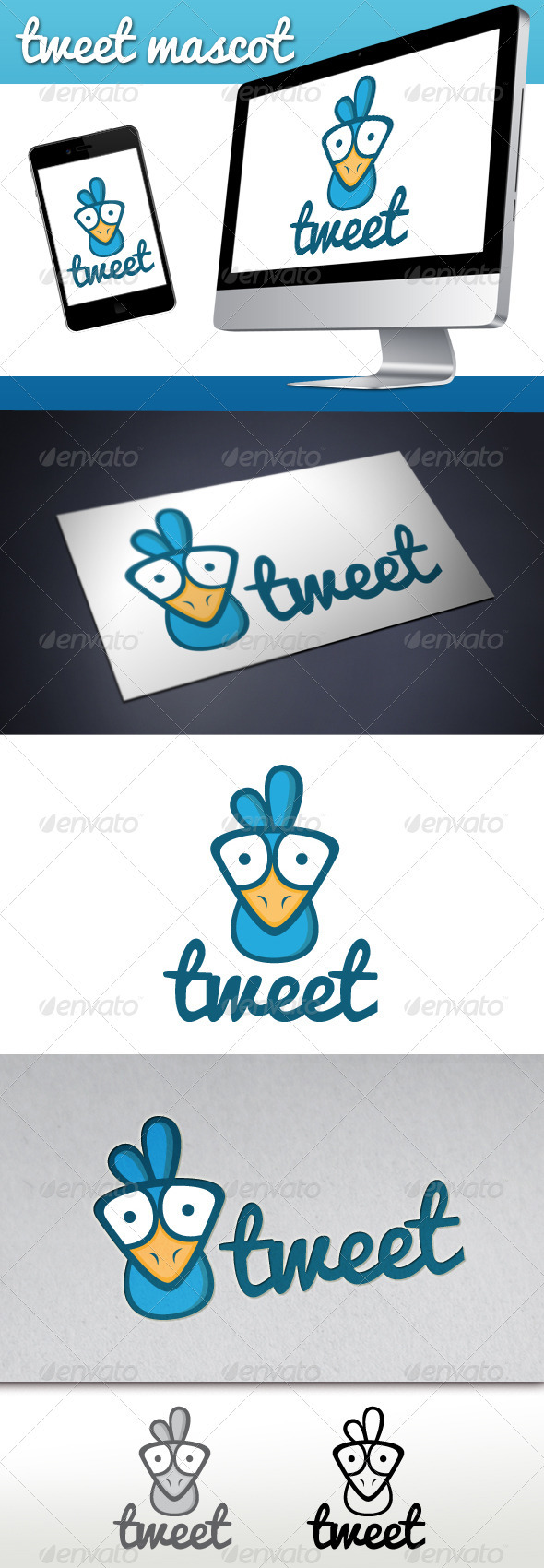 Tweet Bird Mascot Logo - Animals Logo Templates