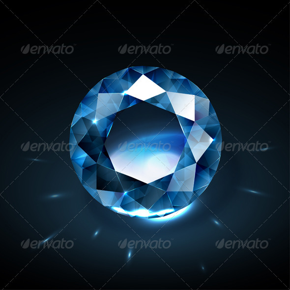 Realistic blue diamond illustration - Man-made Objects Objects
