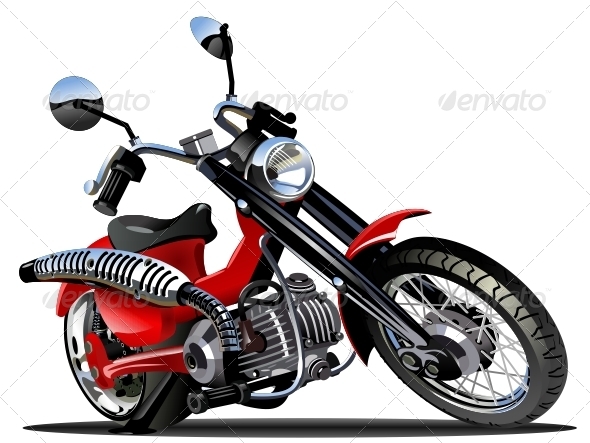 Vector Cartoon Motorcycle - Man-made Objects Objects