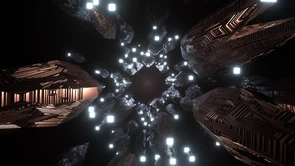 Flight in abstract sci-fi tunnel seamless loop. Futuristic motion graphics, high tech background alt