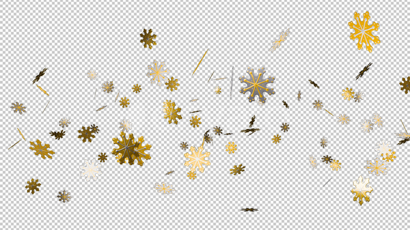 Confetti Snowflakes - Golden & Silver - Explosion Blast - Alpha Channel