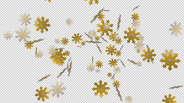 Confetti Snowflakes - Golden & Silver - Flying Transition - Alpha Channel