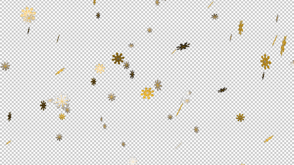 Confetti Snowflakes - Golden & Silver - Falling Loop - Alpha Channel