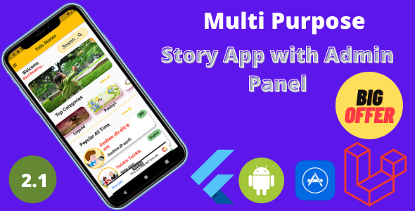 Multipurpose Flutter story app with Admin Panel