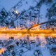 Illuminated Street in Winter Zakopane Town. Top Down Drone View - PhotoDune Item for Sale