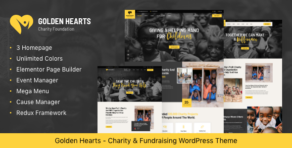Golden Hearts – Fundraising & Charity WordPress Theme