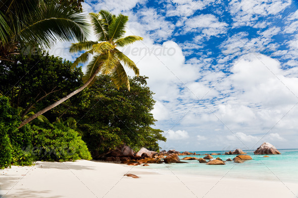 A gorgeous tropical beach, Seychelles - Stock Photo - Images
