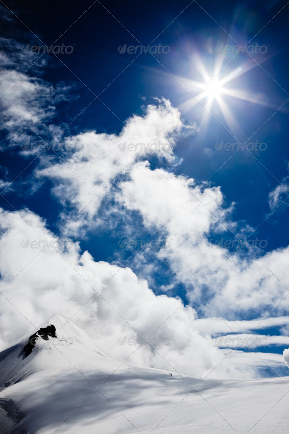 High mountain landscape: glaciers and clouds - Stock Photo - Images