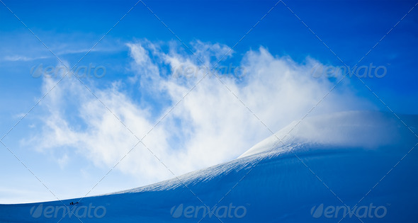 High mountain landscape: glaciers and clouds - Stock Photo - Images