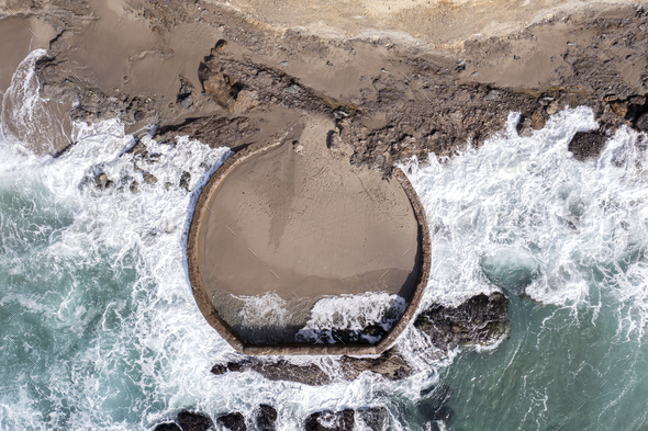 Manmade Pool at Rugged Beach - Stock Photo - Images
