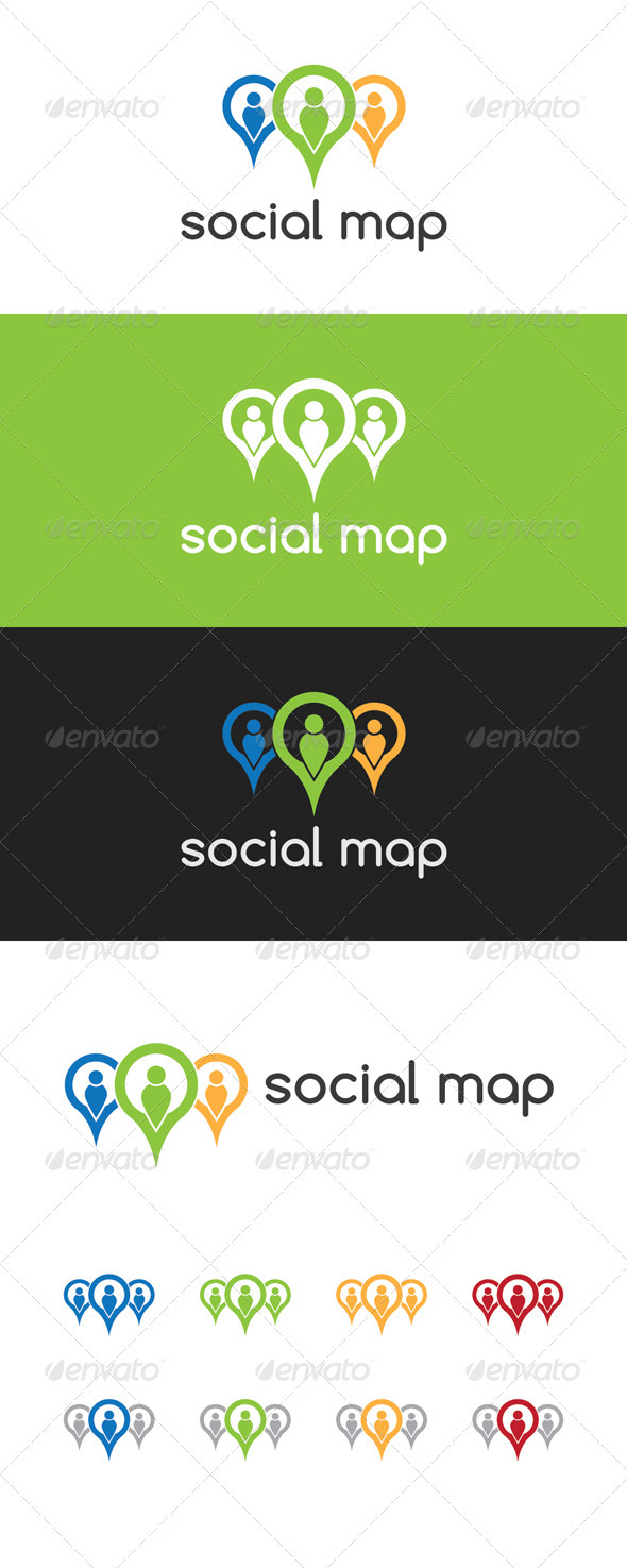 Social Map Logo - Symbols Logo Templates