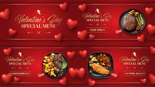 Valentine's Menu Restaurant Promo B221 Product Promo template preview