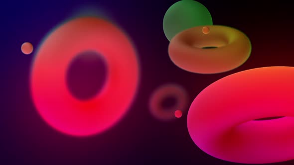3d abstract colored background from torus and spheres. 3d rendering