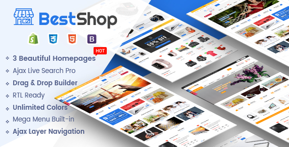 BestShop - Tema de Shopify Arrastrar y Soltar en Secciones Multipropósito Bootstrap 4