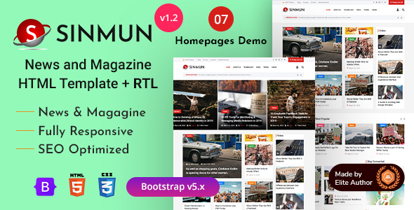 Exceptional Sinmun - News Magazine & Blogging HTML Template