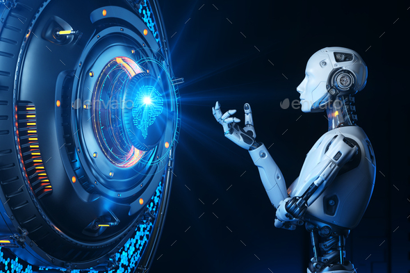 Human like robot and artificial intelligence - Stock Photo - Images