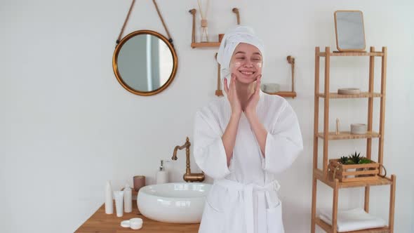 Skin Care After Bath Cosmetics at Home Caucasian Woman Anti Aging alt