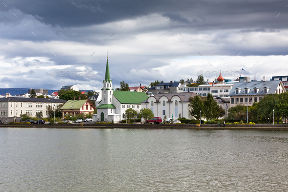 Capital of Iceland, Reykjavik, view - Stock Photo - Images