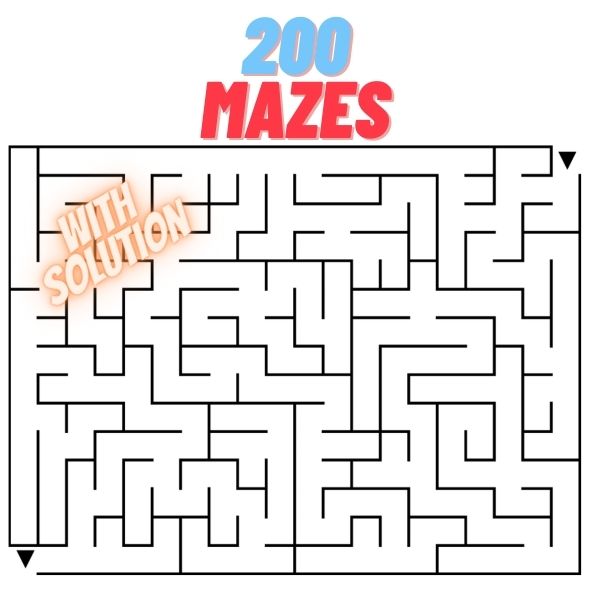 send 200 maze pages with solution for activity books for amazon KDP send 200 maze pages
