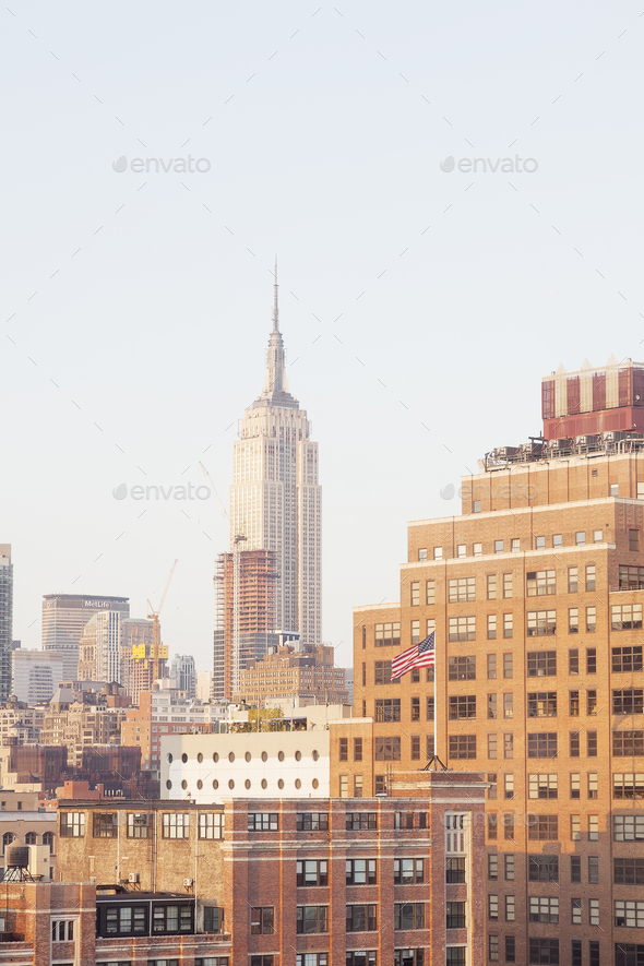 USA, New York City, Meatpacking District with Empire State Building in the background