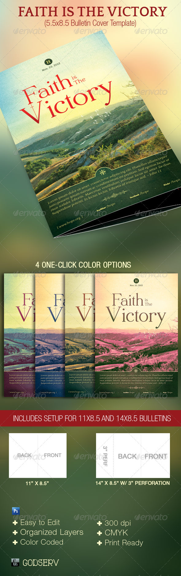 Faith Victory Church Bulletin Template - Miscellaneous Print Templates