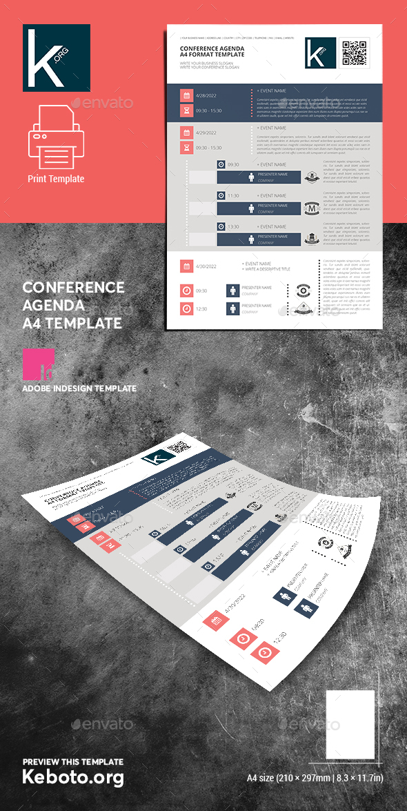 Radioactief Regelen Dag Conference Agenda A4 Template by Keboto | GraphicRiver