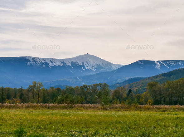 view of the Giant Mountains from the valley, Poland