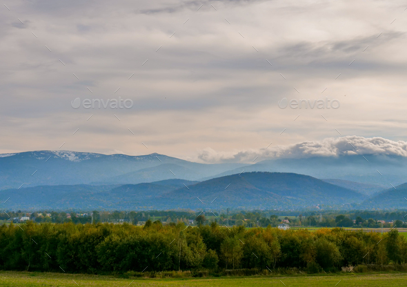 view of the Giant Mountains from the valley, Poland
