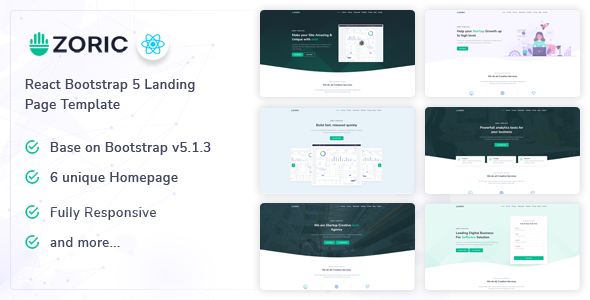Zoric – React Responsive Landing Page Template