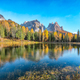 Outstanding view of popular travel destination mountain lake Antorno in autumn. - PhotoDune Item for Sale