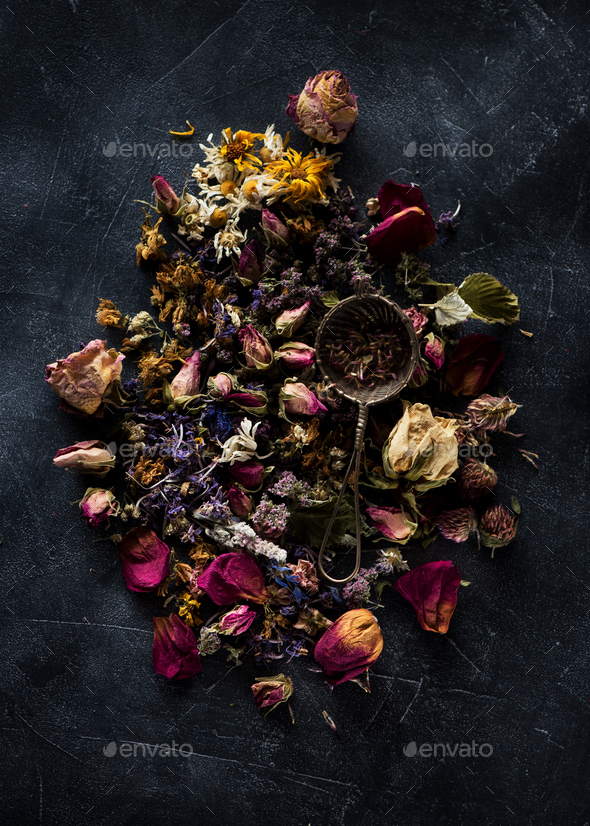 Dried flowers and herbs Background Stock Photo by NoShanti | PhotoDune
