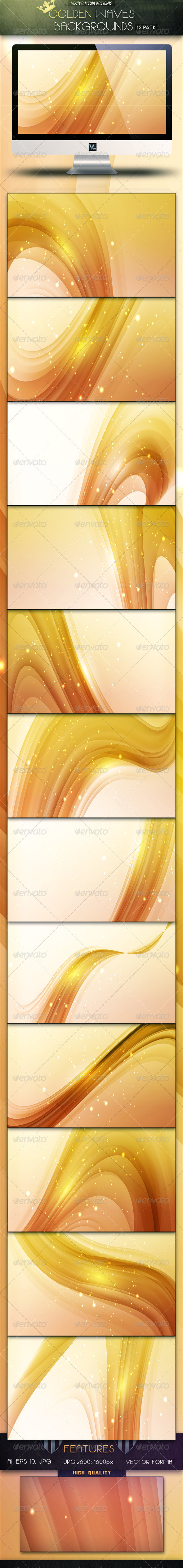 Golden Waves Backgrounds - Backgrounds Decorative