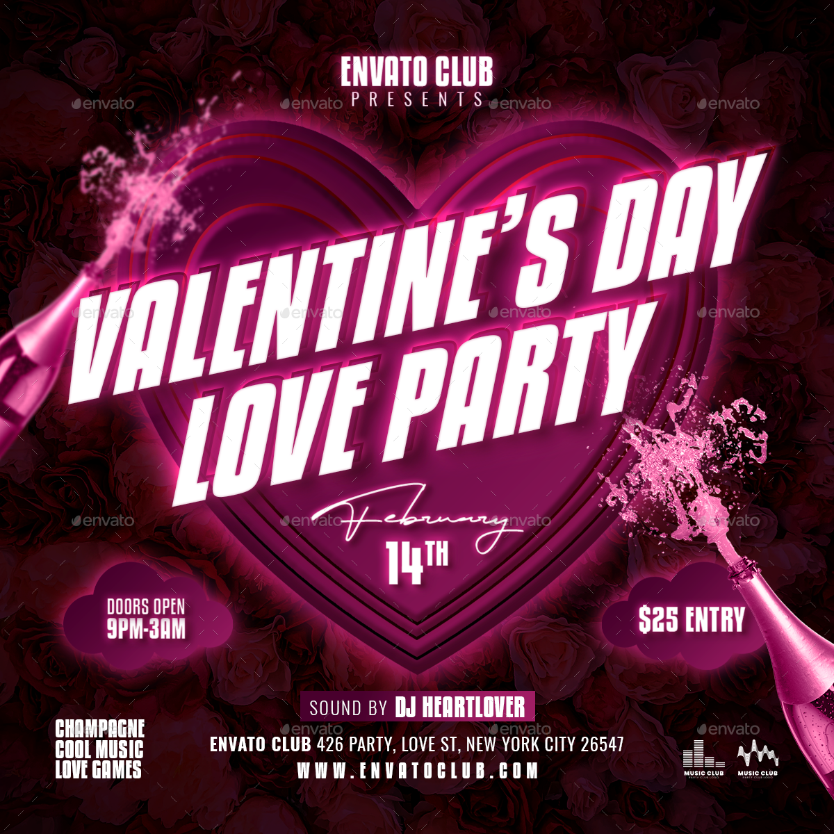 Valentines Day Love Party Flyer Print Templates Graphicriver 7240