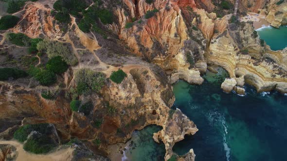 Flight Over Beautiful Mountains Near Ocean Shore