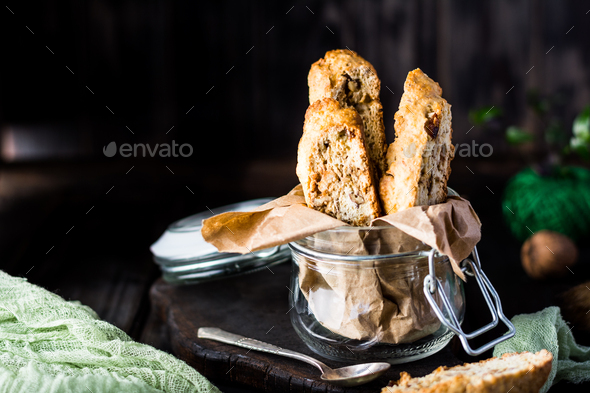 italian cantuccini cookies. Italian biscotti. - Stock Photo - Images