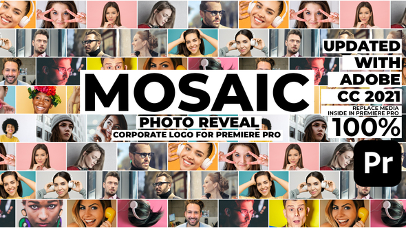 Mosaic Photo Reveal | Corporate Logo for Premiere Pro