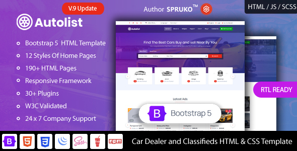 Autolist – Car Dealer and Classifieds HTML Template