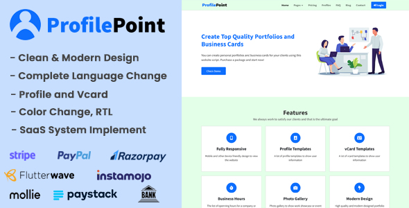 ProfilePoint – SAAS MultiUser Digital Business Card, Resume and Portfolio Builder