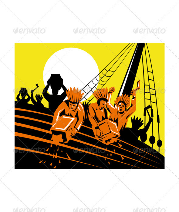 Boston Tea Party Raiders Retro - People Characters