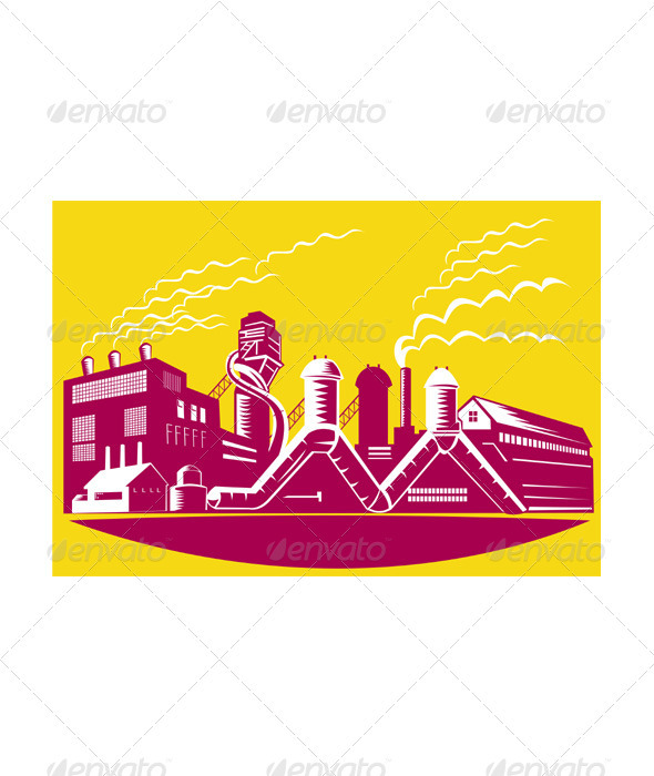 Factory Building Power Plant Retro - Industries Business