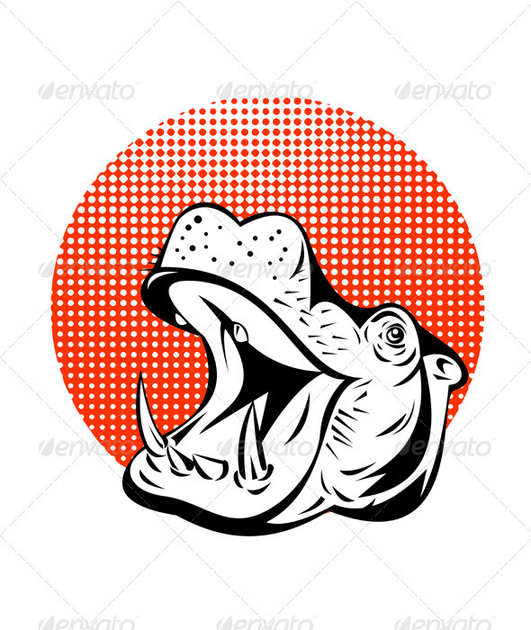 Hippopotamus Head Retro - Animals Characters