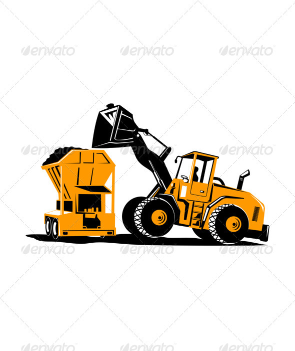 Front End Loader Digger Excavator Retro - Man-made Objects Objects